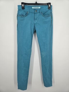 DRIFTWOOD Turquoise Skinny Jeans with Stud Accents 25 Waist